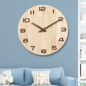 屯奇居(tqj)圆形客厅实木壁挂钟家用时尚挂表装饰石英钟表静音