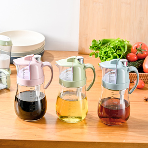 透明玻璃定量油壶厨房家用按压式防漏油罐子可控计量调味瓶香油瓶