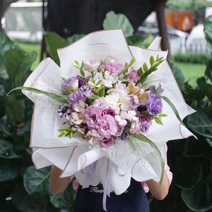 材素纸束花包金边w鲜装瑰纸纸果雾纸韩花花玫塑膜冻料艺花包花面l