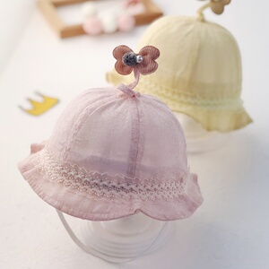 欧洲进g口婴儿帽子女宝宝春秋薄款渔夫帽婴幼儿公主可爱遮阳帽秋