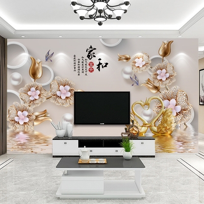 新021年2款电视背景墙壁纸8d自带边框壁画客厅q沙发装饰影视墙壁