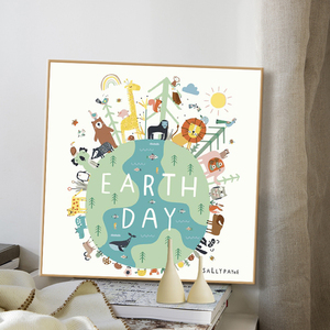 环保地球日diy数字油画手工填色抽象插画爱护环境手绘丙烯装饰画