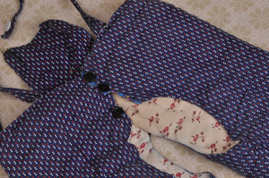 日l本购80年代儿童影视道具服装67手工纯棉碎花布背带棉裤my4580