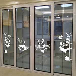 家用厨房推拉门玻璃贴纸客厅阳台移门玻璃门防撞贴画创意熊猫图案