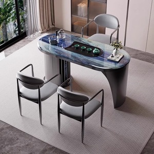阳台茶桌椅组合轻奢超晶石岩板茶台1.2米1.4m办公室小型喝泡茶桌