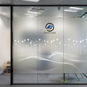办公室艺术创意静电磨砂玻璃贴膜公司透明镂空玻璃门贴纸logo定制
