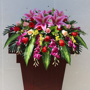 演讲台花挂钩花束仿真花发言台装饰花讲台花下垂会议挂式讲台花仿