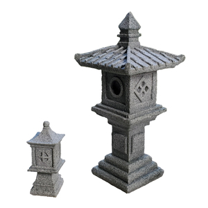 高档微缩景c沙灯塔枯山水禅意观盘摆件日式石院盆景小石亭茶道ins