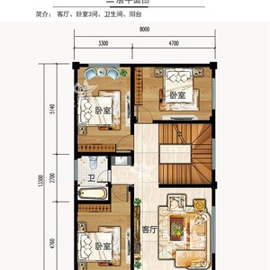 新品8米别式三层欧墅设两施工图两层半农村自p建房计间小户型全套