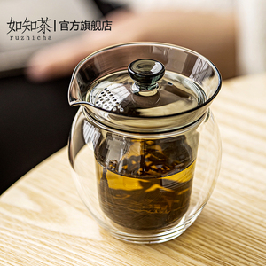 玻璃双层防烫泡茶盖碗单个家用沏茶高端手抓壶绿茶喝茶器功夫茶具