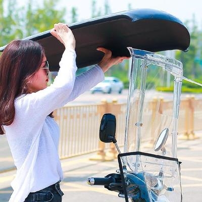 二轮电动车车棚硬顶雨棚雨篷遮阳伞可拆卸电瓶q车挡风板冬季高透