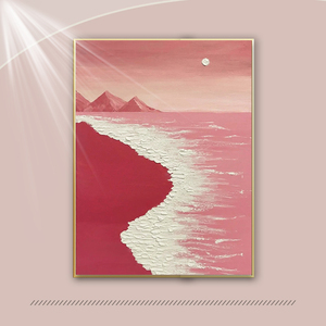 肌理画diy材料手工手绘装饰画数字油画石英砂粉色沙滩丙烯立体画