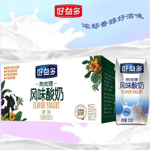 好益多风味酸奶乳酸菌发酵浓稠型原味黄桃味牛奶整箱200g*12盒