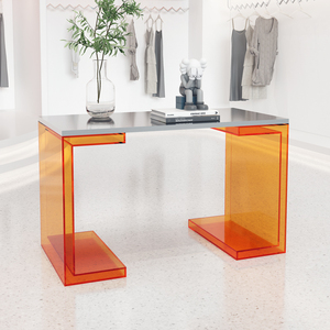 服装店中岛展示台亚克力透明流水台店铺不锈钢置物展台鞋包展示桌