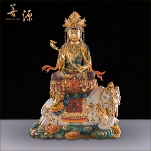 善源大行普贤纯铜精品彩绘佛像客厅家用桌面装饰摆件定制工艺礼品