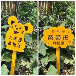 家庭农场牌子户外花园告示提示牌wqf幼儿园菜园木质植物标识插地