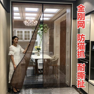 定制大门防蚊门帘加厚家用加密纱网门金刚网防蝇通风高档磁性客厅