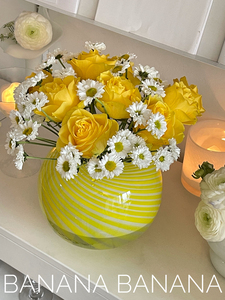 大肚子敞口矮款大号黄色玻璃花瓶摆件设计感小众 落地广口大花瓶
