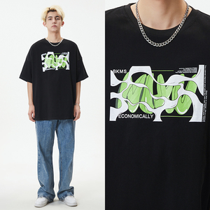 宇宙爱想cosmos个性印花短袖情侣款圆领t恤2022夏季潮牌宽松半袖