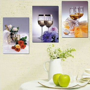 ks十字绣新款餐厅三联画浪漫餐厅花语酒杯十字绣手工刺绣中格棉线