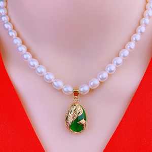 戴多美米珠天然淡水珍珠项链金镶玉白色强光送妈妈正品吊坠礼物