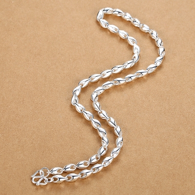 霸气 999纯银男士项链 足银短款潮装饰挂链无吊坠粗颈链嘻哈男生