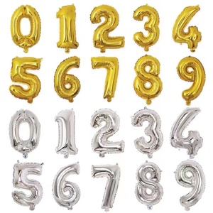 生日布置数字气球16寸金色银色年龄0123456789铝膜派对创意装饰品
