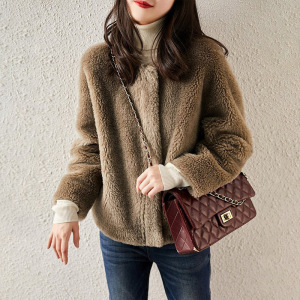 匡辑kuan ji羊羔毛外套女加厚百搭短款宽松毛绒绒轻奢名媛上衣
