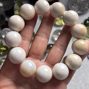 天然水晶 珊瑚玉手链 菊花玉鼓珠大圆珠 民族风情侣手串 有机宝石