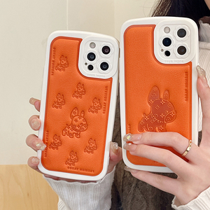 橙色iphone13promax手机壳lv7潮牌xr苹果12皮质11老花xs适用8plus