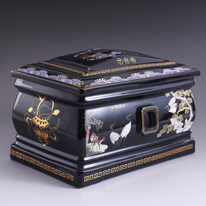 顺丰包邮陶瓷高档夫妻合葬双人加大龙凤呈祥棺材寿盒殡葬用品尸骨