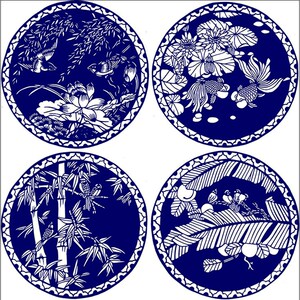 高清建筑风景手工剪纸素材苏州园林西湖刻纸打印底稿梅兰竹菊图样