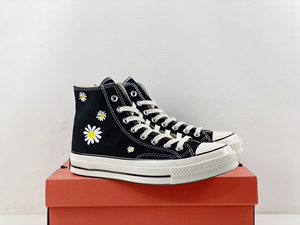 匡威旗舰店1970s二代小雏菊联名款经典款黑色高帮男女帆布鞋运动