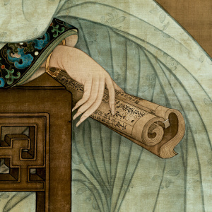 22清冷枚春阁倦读图仕女图仿古画名画真迹l复制品挂轴古代卷轴玄