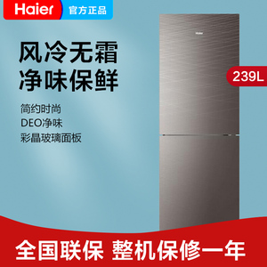海尔239升家用办公室风冷无霜节能静音两门双门冰箱bcd-239wdcg