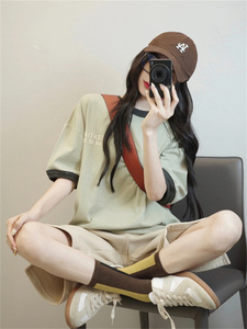 盐系运动服套装女夏季薄款短袖短裤学生韩版宽松显瘦休闲两件套潮