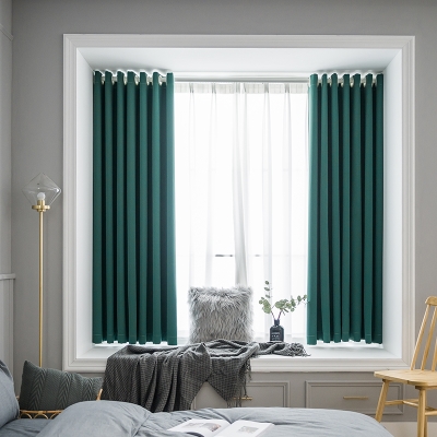 米色窗帘免打孔安装飘窗q半截半帘卧室遮光布小窗户短款厨房遮挡