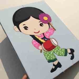 diy手工拼布画布嵌布贴画亲子材料包56民族风人物服饰汉族30x40