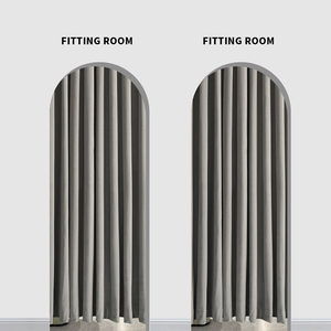 浅灰色服装店试衣间门帘隔断帘高级感商用丝绒窗帘更衣室弧形遮挡