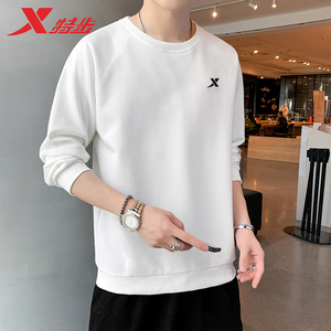 特步卫衣男春夏季新款休闲男装圆领长袖上衣男士外套宽松运动服男