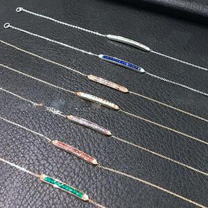 2022年正品周大福星日系 轻奢 款925银镀黄金小豌豆手链 天然绿