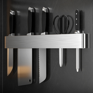 304不锈钢壁挂式刀架新款磁吸菜刀置物架厨房单独纯放刀具收纳架