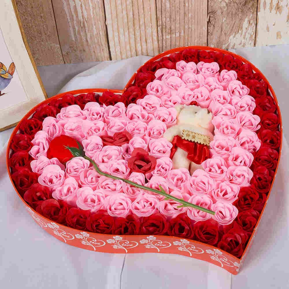 新品i漫七夕情真浪朵o女友朋友情侣创意肥皂仿人玫瑰香皂花束心形