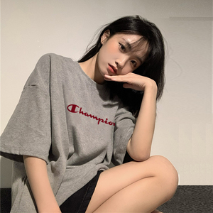 日本代购champion短袖t恤女夏季经典款印花圆领宽松体恤上衣潮牌