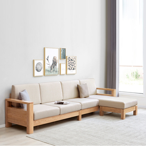 新中式橡木三人沙发