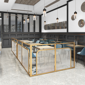 餐厅半包厢矮隔断墙网红办公桌火锅店过道围栏不锈钢屏风长虹玻璃