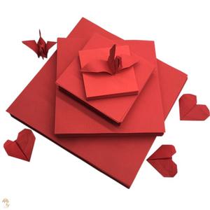 折纸红色正方形心形彩色折纸材料叠心的彩纸玫瑰爱心千纸鹤手工纸