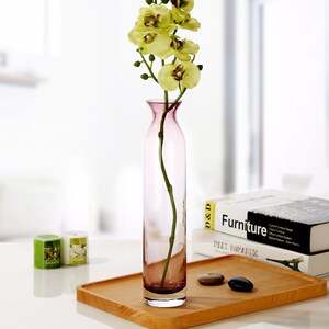 小清新玻璃花瓶透明 创意欧式直筒细长小口花瓶客厅摆件干花花瓶