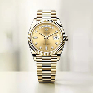 sarwoo商沃正品进口机芯手表男士全自动机械表金色星期日历商务