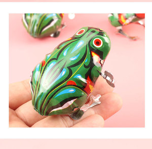 发条小跳蛙玩具80后跳跳蛙上幼儿园铁皮宝宝怀旧青蛙链条礼.